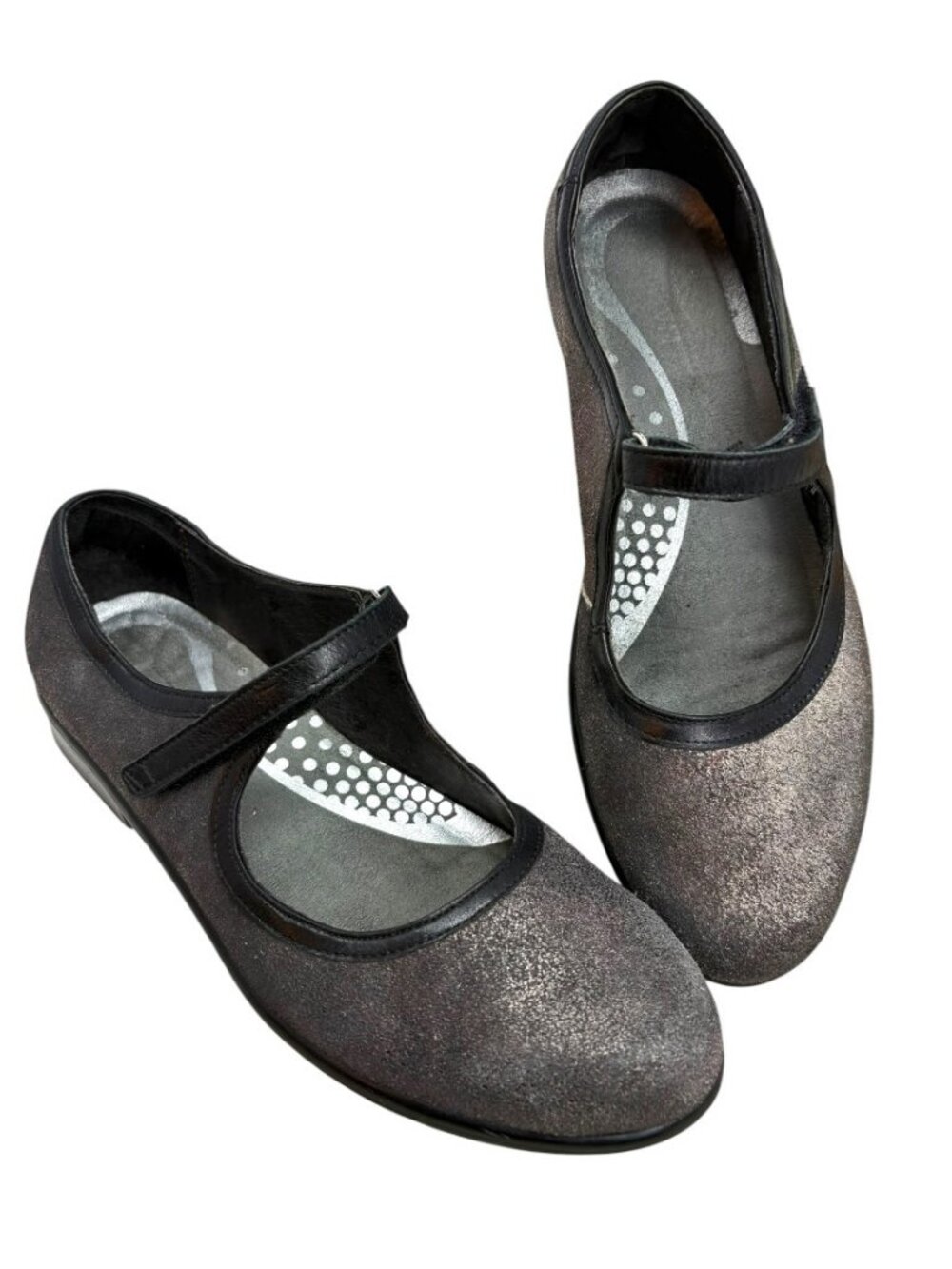 NAOT Fantasma Frosted Black Leather Mary Jane Flats